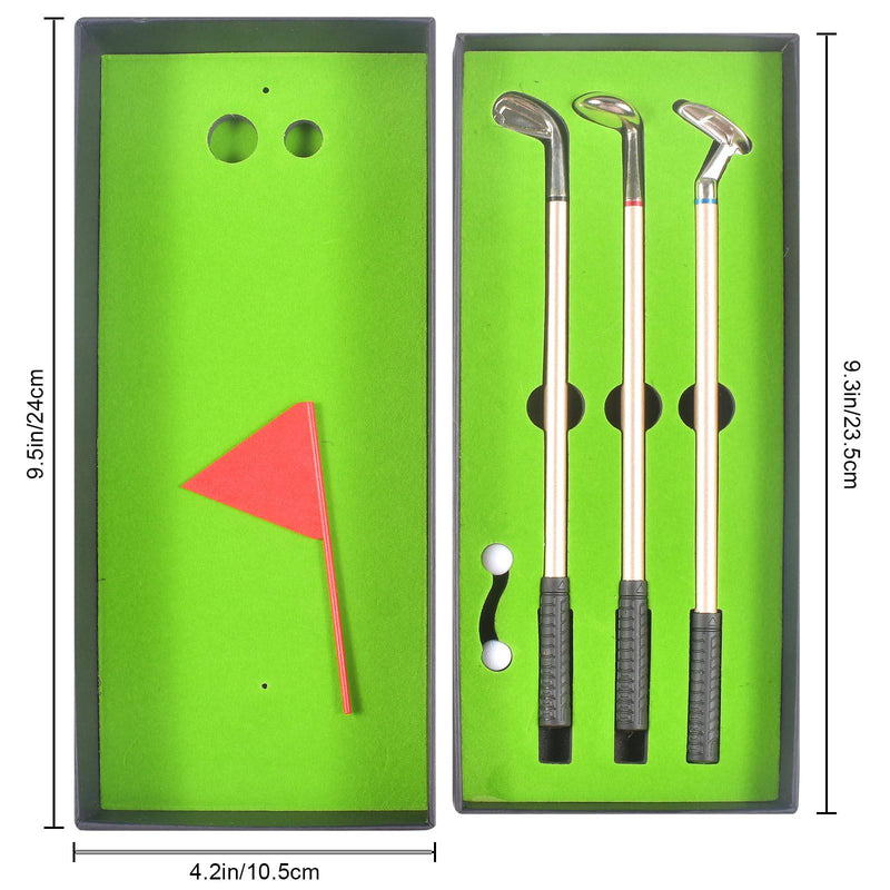 FGen 3 x Golf Ballpoint Pens, Gift Set Mini Golf Club Ballpoint Pen, Souvenir of a Golf Course Pens, for Golf Lovers, Men's Gifts, Father's Day, Christmas (Greener)