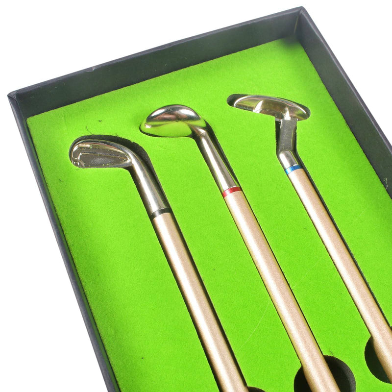 FGen 3 x Golf Ballpoint Pens, Gift Set Mini Golf Club Ballpoint Pen, Souvenir of a Golf Course Pens, for Golf Lovers, Men's Gifts, Father's Day, Christmas (Greener)