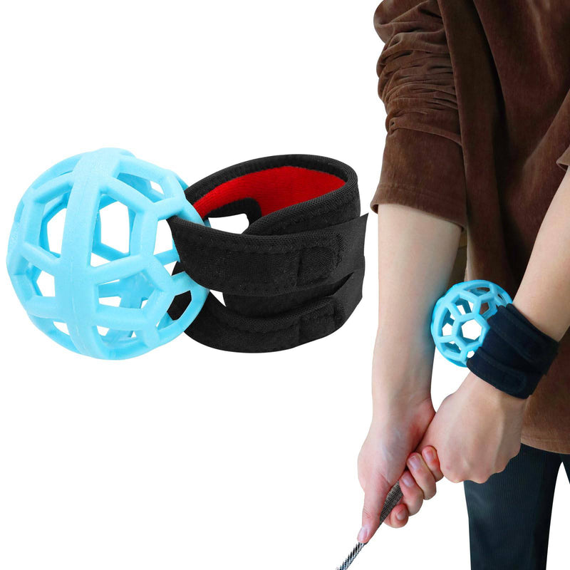 FINGER TEN Golf Swing Trainer Impact Smart Ball with Adjustable Training Wristband, Golf Posture Corrector Portable Lightweight Practice Tool for Golfer Beginner (Blue)