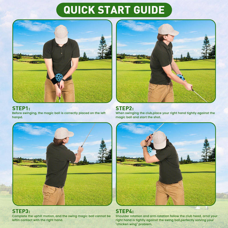 FINGER TEN Golf Swing Trainer Impact Smart Ball with Adjustable Training Wristband, Golf Posture Corrector Portable Lightweight Practice Tool for Golfer Beginner (Blue)