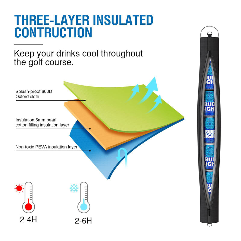 Golf Bag Beer Cooler Sleeve – Fits 7 Cans, Insulated & Portable