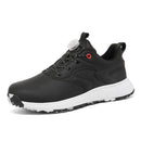 FJJLOVE Women’s Waterproof Spikeless Golf Shoes – Black Microfibre Leather