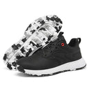 FJJLOVE Women’s Waterproof Spikeless Golf Shoes – Black Microfibre Leather