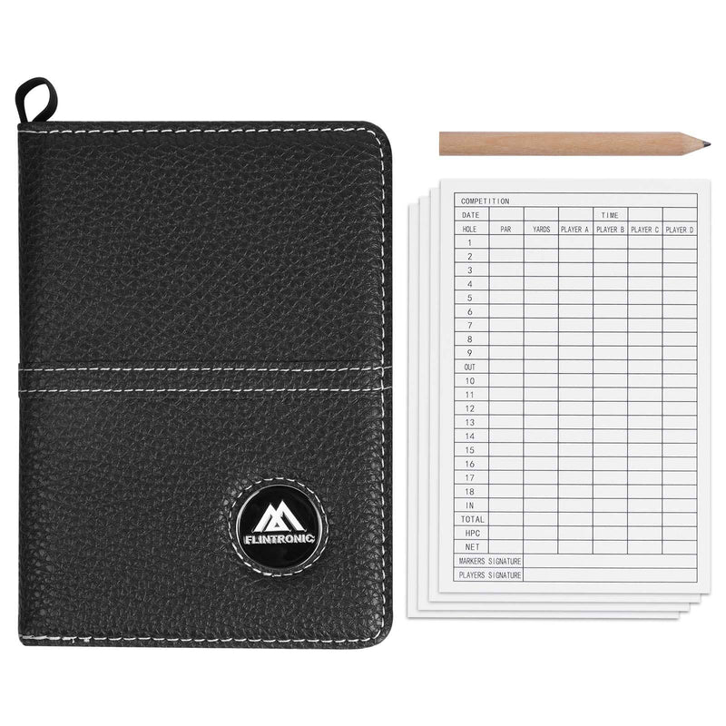 flintronic Scorecard Holder, Golf Scorecard Holder Waterproof, Leather Golf Score Card Wallet with Pen, Golf Scorecard Cover Leather Scorecard for Golf Score Cards Men & Women