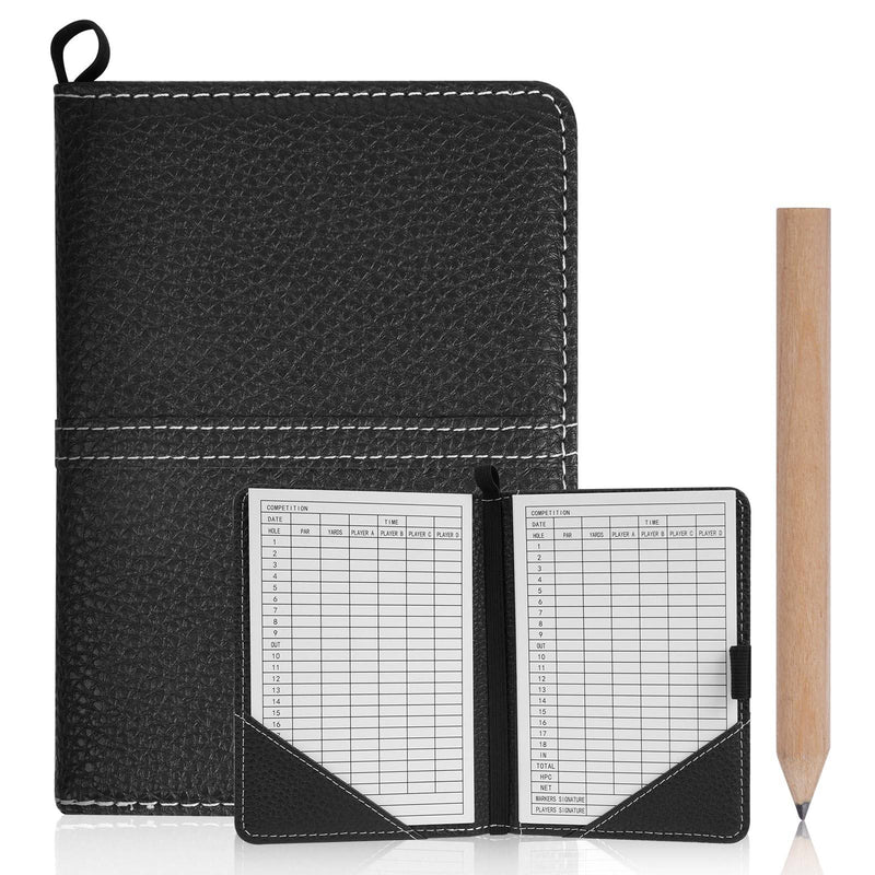 flintronic Scorecard Holder, Golf Scorecard Holder Waterproof, Leather Golf Score Card Wallet with Pen, Golf Scorecard Cover Leather Scorecard for Golf Score Cards Men & Women