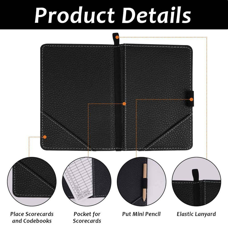 flintronic Scorecard Holder, Golf Scorecard Holder Waterproof, Leather Golf Score Card Wallet with Pen, Golf Scorecard Cover Leather Scorecard for Golf Score Cards Men & Women
