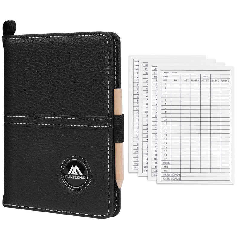 flintronic Scorecard Holder, Golf Scorecard Holder Waterproof, Leather Golf Score Card Wallet with Pen, Golf Scorecard Cover Leather Scorecard for Golf Score Cards Men & Women