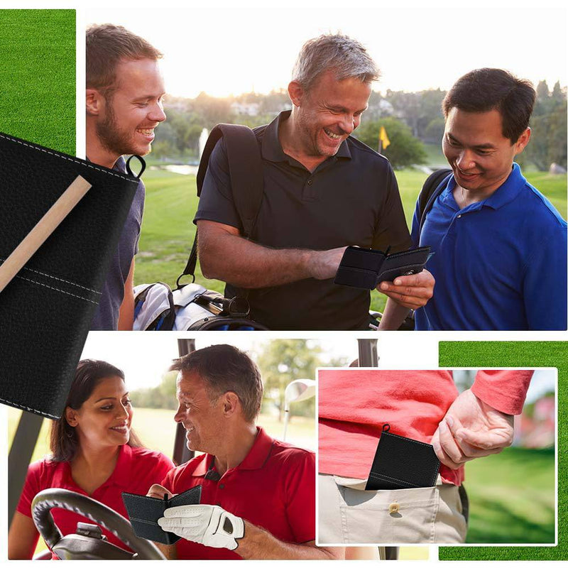 flintronic Scorecard Holder, Golf Scorecard Holder Waterproof, Leather Golf Score Card Wallet with Pen, Golf Scorecard Cover Leather Scorecard for Golf Score Cards Men & Women