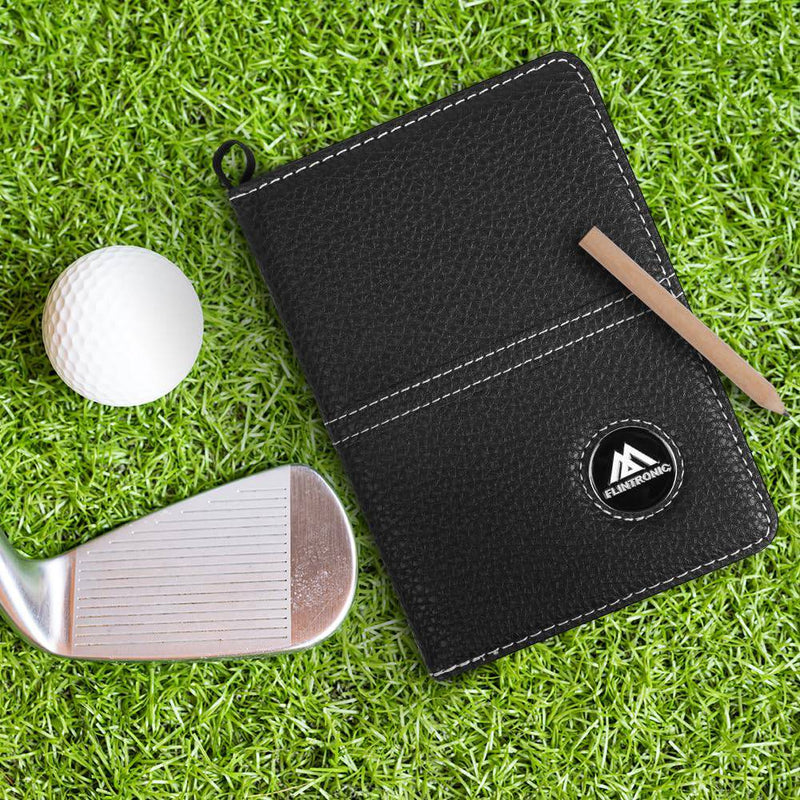 flintronic Scorecard Holder, Golf Scorecard Holder Waterproof, Leather Golf Score Card Wallet with Pen, Golf Scorecard Cover Leather Scorecard for Golf Score Cards Men & Women
