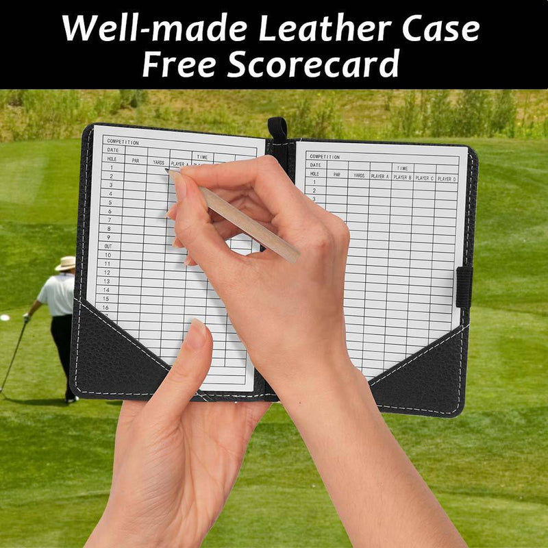 flintronic Scorecard Holder, Golf Scorecard Holder Waterproof, Leather Golf Score Card Wallet with Pen, Golf Scorecard Cover Leather Scorecard for Golf Score Cards Men & Women