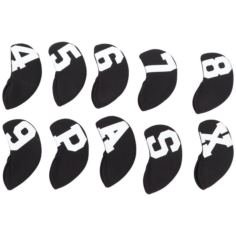 FOFY Iron Club Head Cover Set, Delicate and Durable Thick Soft Neoprene 10pcs/set Iron Head Cover to Protect Club black and white