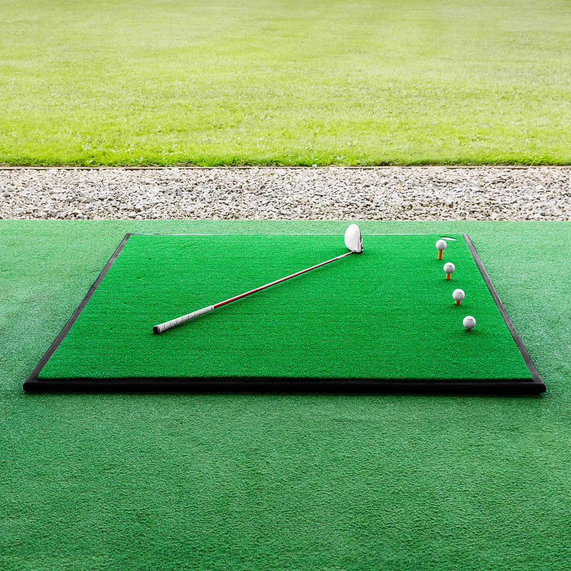 FORB Driving Range Golf Practice Mat With Golf Tees | Professional Quality | Optional Rubber Mat Base & Tray | 30mm Artificial Grass - Golf Training Aids (Golf Mat + Base)