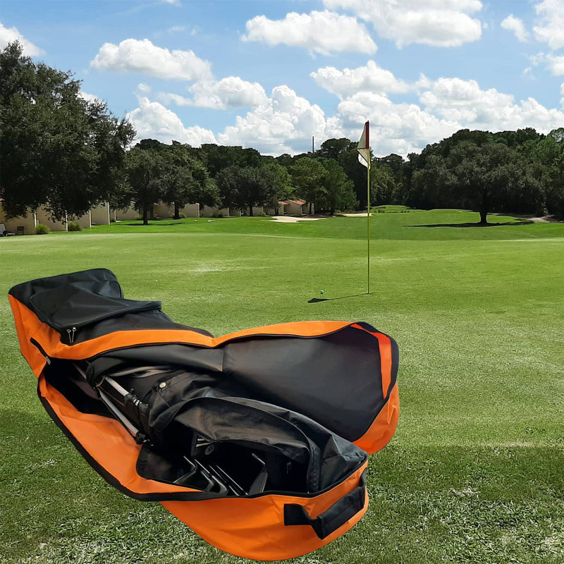 Fortitude Sports Golf Travel Bag, Golf Travel Case With Wheels, Thick Nylon Wheeled Waterproof Durable Protective Golf Flight Bag Cover 133cm x 37cm x 28cm (Black/Orange)