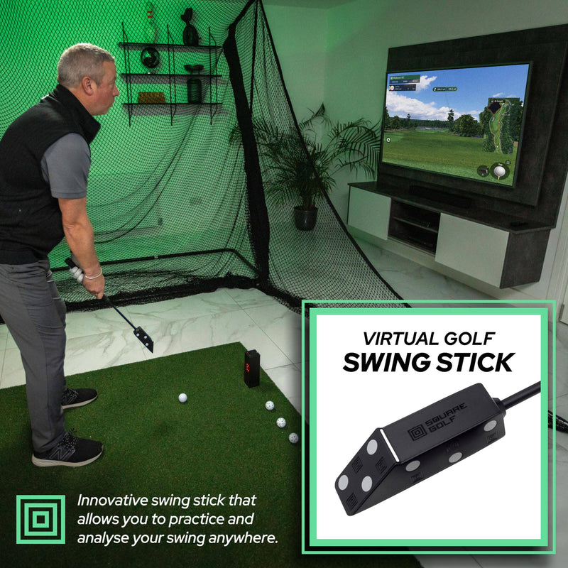 Square Golf Indoor Golf Launch Monitor - Golf Simulator for Home with Realistic Practice & Accurate Feedback, High-Speed Camera, Ball Speed, Spin Rate, 3D Courses, Android/Apple/Windows Compatible