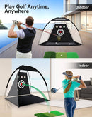 10x7ft Golf Practice Net, Golf Nets for Backyard Driving with Triple Turf Golf Mat, Outdoor Indoor Golf Hitting Net with 10 Practice Golf Balls, Multiple Targets Golf Training Aid Net Accessories
