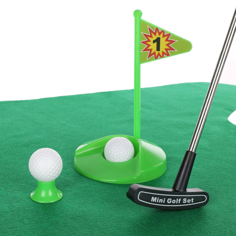 FunX Toilet Golf Gift Set - Funny Mini Golf Men's Gift for Bathroom with Putting Mat - 7-Piece Golf Gift Item