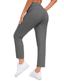 G4Free Womens Ankle Pants 7/8 Length Travel Pants Drawstring Stretch Lounge Casual Pants Nylon with Pockets for Golf