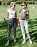 G4Free Womens Ankle Pants 7/8 Length Travel Pants Drawstring Stretch Lounge Casual Pants Nylon with Pockets for Golf