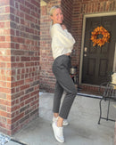 G4Free Womens Ankle Pants 7/8 Length Travel Pants Drawstring Stretch Lounge Casual Pants Nylon with Pockets for Golf