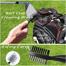 GEEORZO Golf Accessories, Retractable Golf Club Brush, Foldable Golf Divot Repair Tool, Microfiber Golf Towel for Golf Bags with Clip (Black)