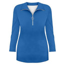 Women's Polo Shirts Quick Dry Long Sleeve Casual Quarter-Zip Golf Tennis Shirts Moisture Wicking Sports Work Shirts Tops, Blue