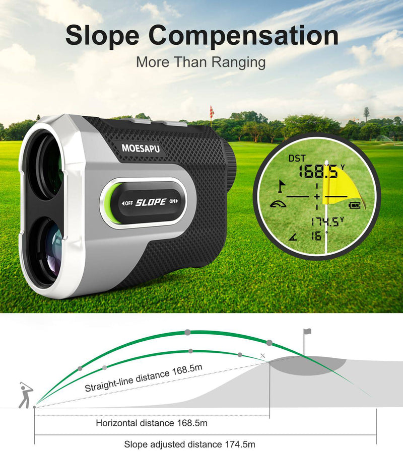 Golf Range finder with Slope Switch, Flag Lock, Vibration Reminder, 650 Yards Rechargeble Range Finder Golf with Magnet & 7X Magnification