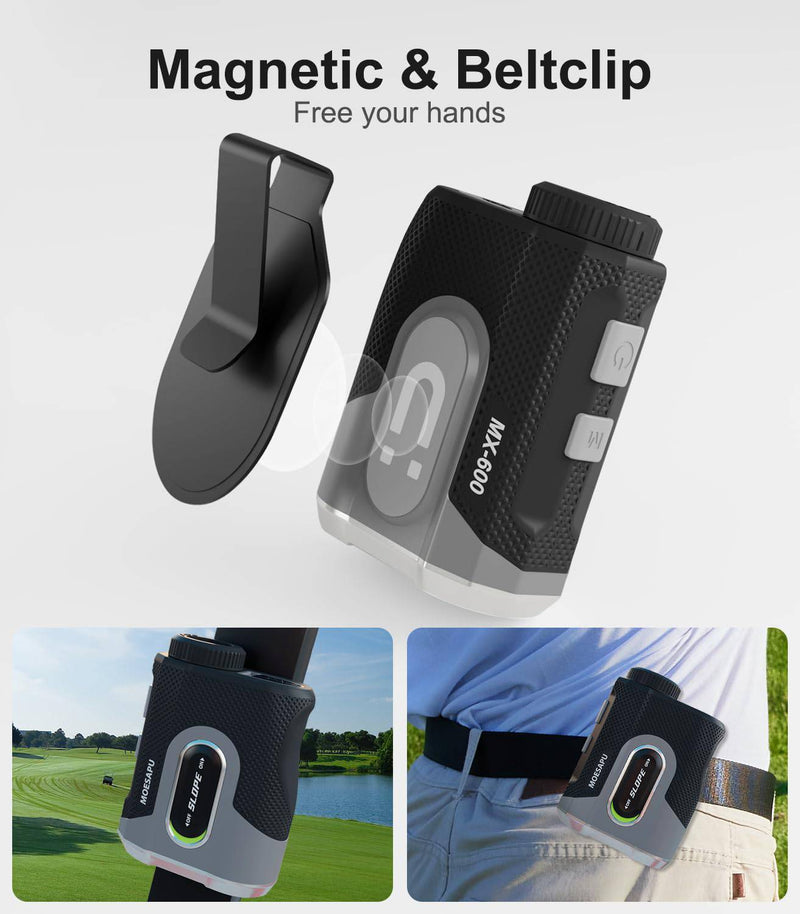 Golf Range finder with Slope Switch, Flag Lock, Vibration Reminder, 650 Yards Rechargeble Range Finder Golf with Magnet & 7X Magnification