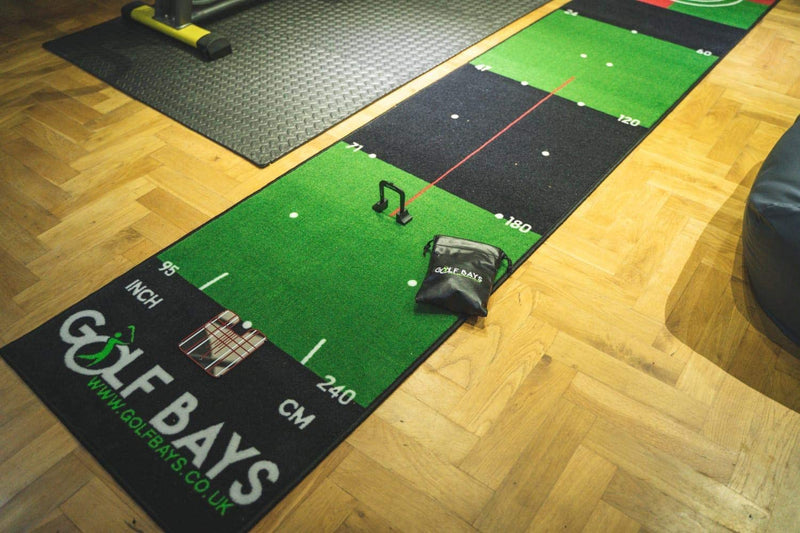 Indoor Golf Putting Mat - 4 in 1 Indoor Golf Putting Set - 8ft Putting Matt, Putting Alignment Mirror, Golf Cup & 3 Putting Gates - Great Golf Gift and the perfect Home Putting Training Aid.