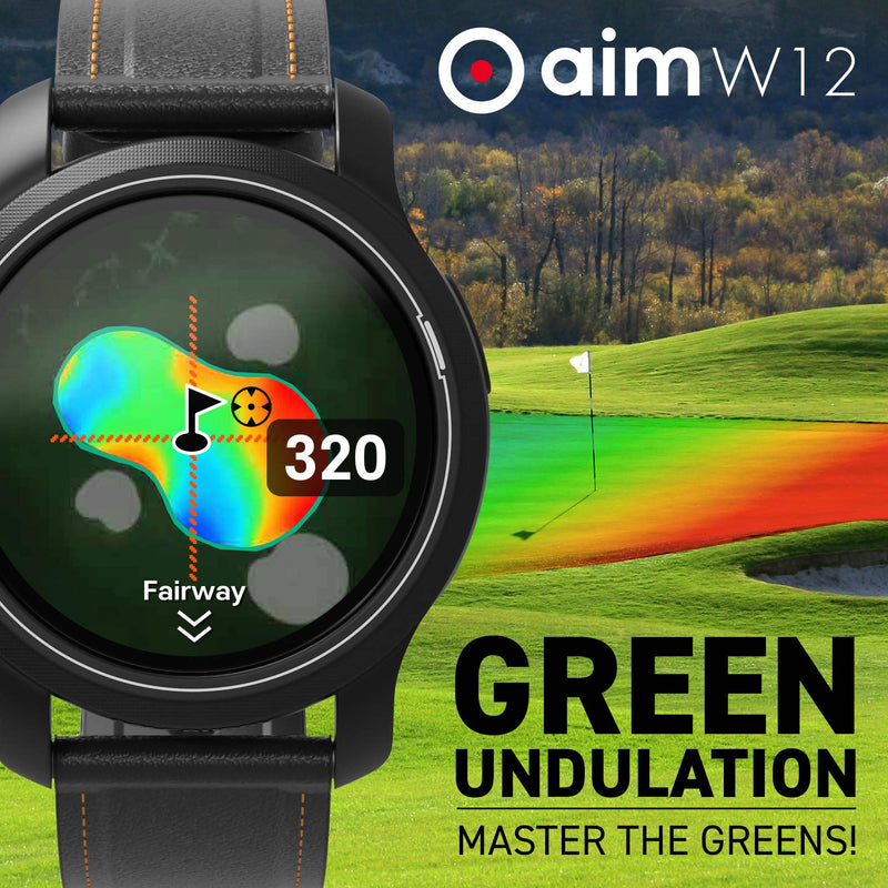 GolfBuddy Aim W12 GPS Golf Watch - Full Colour Touch Screen - Green Undulation, Hole Preview, Smartest Way to Play