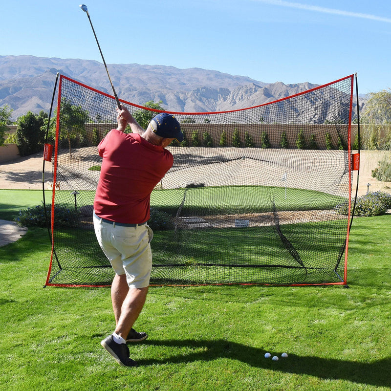 GoSports Golf Practice Hitting Net - Huge 10' x 7' Size - Designed By Golfers for Golfers, Red