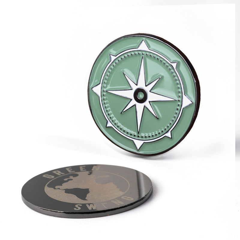 Green Swing Bamboo Golf Tees & Compass Ball Markers | Navigate the Green | Golf Gift Set