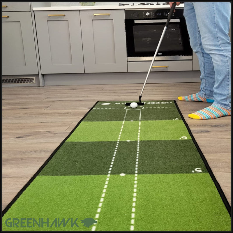 Greenhawk 3meters long Golf Putting Mat Indoor Golf, Carry Bag and Putting Cup - Perfect Aid to Simulate a green, Golf Gift