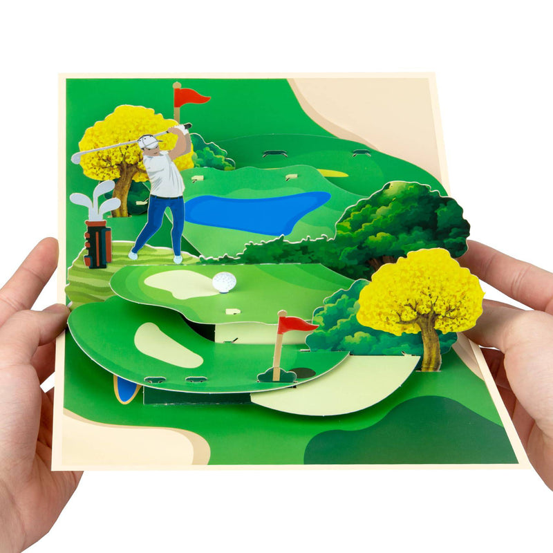 GREETING ART Golf Pop Up Card,Golf Greeting Card 3D Birthday Card For Golfers Golf Gift For Men Pop Up Golf Retirement Golf Card,Father's Day Card for Dad Male