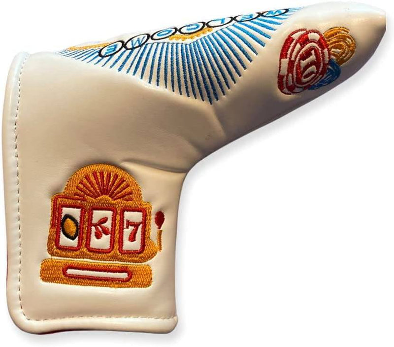 BLADE STYLE GOLF PUTTER HEADCOVER. LAS VEGAS WHITE DESIGN.