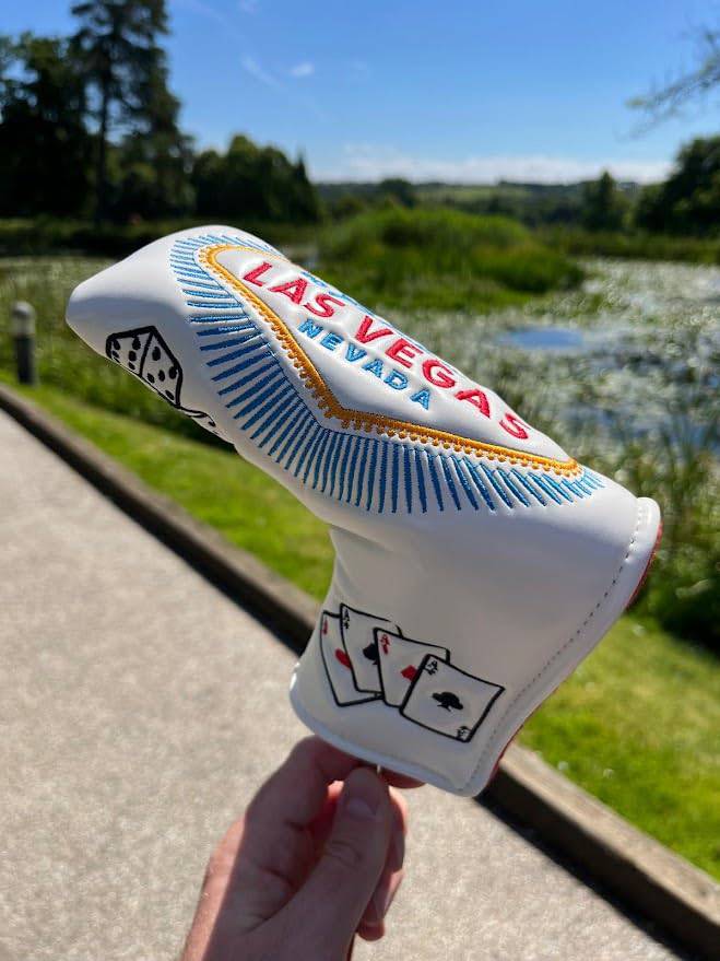 BLADE STYLE GOLF PUTTER HEADCOVER. LAS VEGAS WHITE DESIGN.