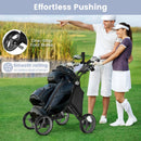 GYMAX 4-Wheel Folding Golf Trolley with Cooler & Brake