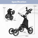 GYMAX 4-Wheel Folding Golf Trolley with Cooler & Brake