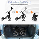 GYMAX 4-Wheel Folding Golf Trolley with Cooler & Brake