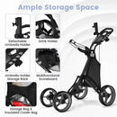 GYMAX 4-Wheel Folding Golf Trolley with Cooler & Brake