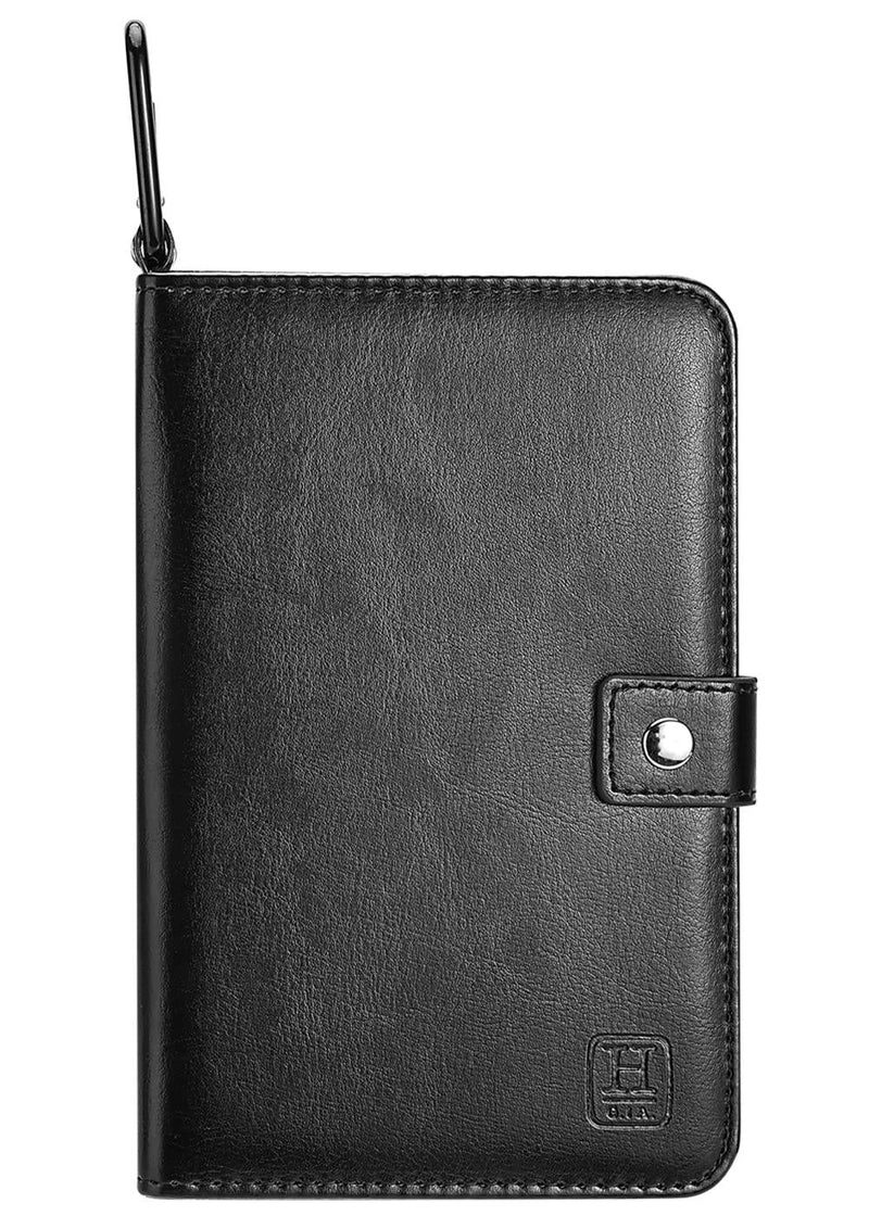 Handy Picks Golf Scorecard Holder n Yardage Book Cover - Divot Repair Tool, Ball Marker, Golf Tees, Scorer, Pencil n Scorecards Included - Gift for Golfers (Black)