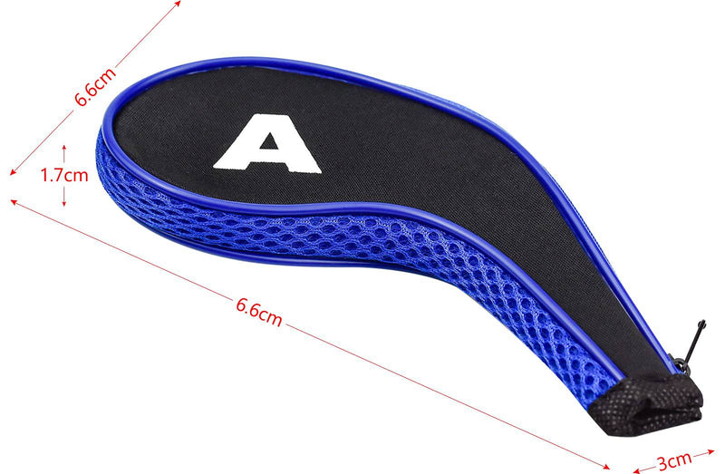 HAOSEA 12Pcs Golf Iron Head Cover,Printing Irons Head Covers Set Club Heads Protector Wedge Head covers with Zip (Black+Blue)