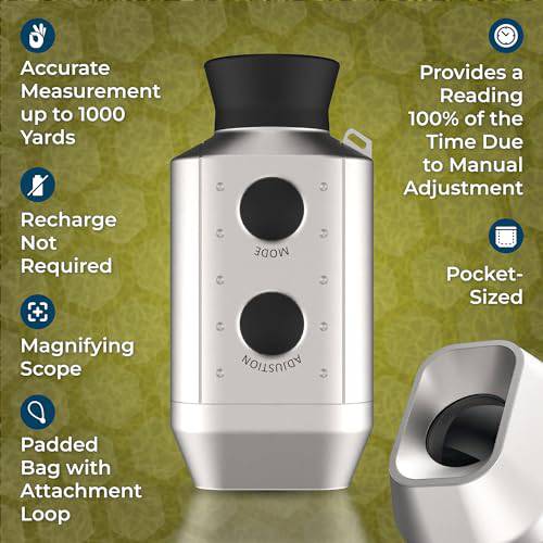 Golf Range Finder up to 1000 Yards | Distance Measuring Device for Yardage Shot Scope | Pocket Size with Magnifying Lens & No Need to Recharge | Rangefinder by Happy Golfer™