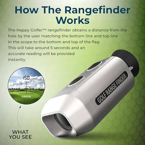 Golf Range Finder up to 1000 Yards | Distance Measuring Device for Yardage Shot Scope | Pocket Size with Magnifying Lens & No Need to Recharge | Rangefinder by Happy Golfer™