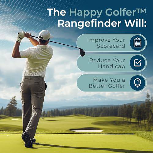 Golf Range Finder up to 1000 Yards | Distance Measuring Device for Yardage Shot Scope | Pocket Size with Magnifying Lens & No Need to Recharge | Rangefinder by Happy Golfer™