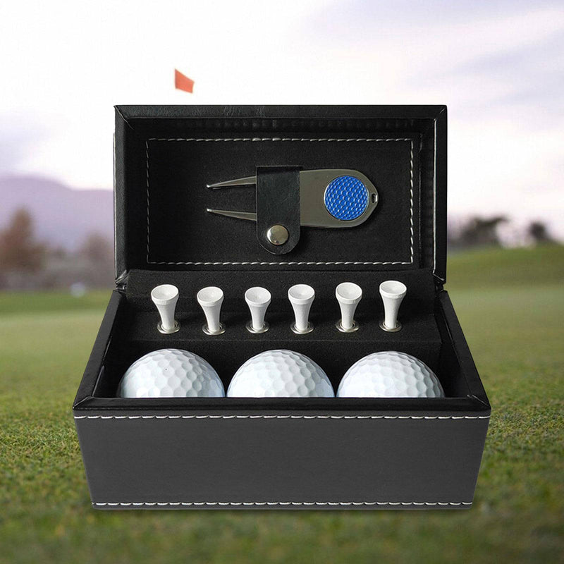 harayaa Golf Ball and Tee Gift Set 6 Golf Tees with PU Case Golf Accessories Set Golf Gift for Men 3Pcs Golf Balls for Him Green Dad, Blue Divot Tool