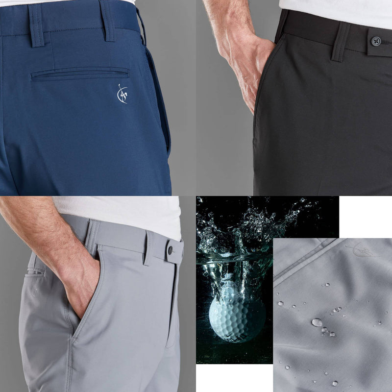 Harry Hall Men's Golf Trousers - Slim Fit, Grip Waistband, Stretch & Breathable Fabric - Quick Dry, Water Resistant Finish