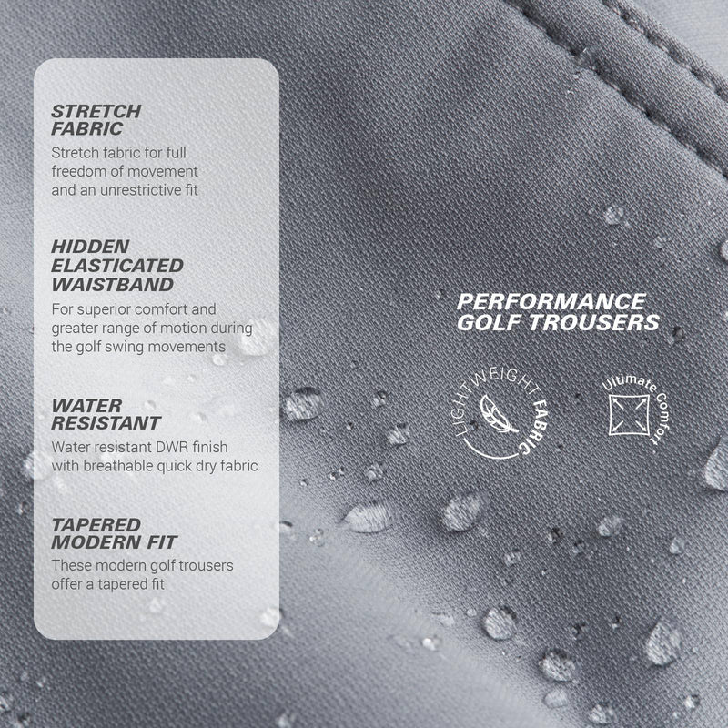 Harry Hall Men's Golf Trousers - Slim Fit, Grip Waistband, Stretch & Breathable Fabric - Quick Dry, Water Resistant Finish