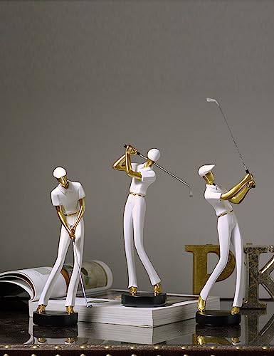 Amoy-Art Golf Figurine Statue Golfer Sculpture Gifts Modern Decor Arts Home Ornament Table Centerpiece Crafts Polyresin White 24cm