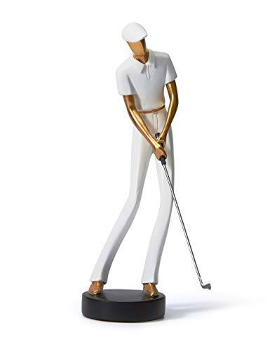 Amoy-Art Golf Figurine Statue Golfer Sculpture Gifts Modern Decor Arts Home Ornament Table Centerpiece Crafts Polyresin White 24cm