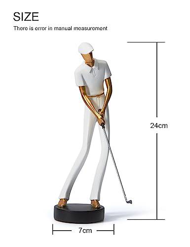 Amoy-Art Golf Figurine Statue Golfer Sculpture Gifts Modern Decor Arts Home Ornament Table Centerpiece Crafts Polyresin White 24cm